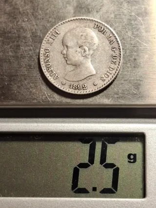 Moneda 50 céntimos Alfonso XIII 1892 Plata