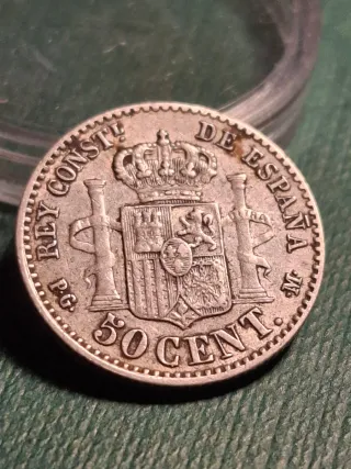 Moneda 50 céntimos Alfonso XIII 1892 Plata