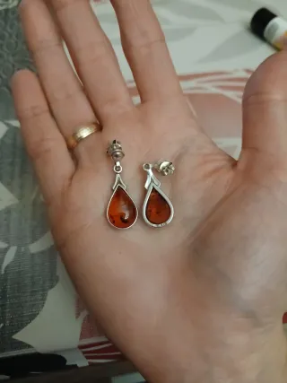 Pendientes Plata Ámbar Gota