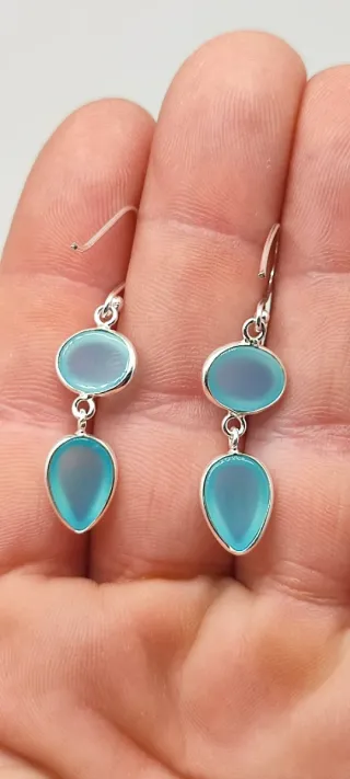 Pendientes Plata y Calcedonia Azul