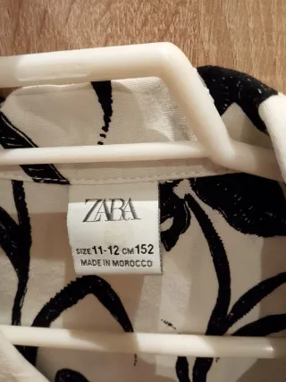 Camisa niño Zara Estampada Flores Negra 11-12 años