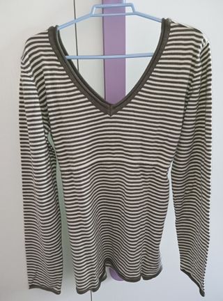 Camiseta de punto fino a rayas - 100% Algodón