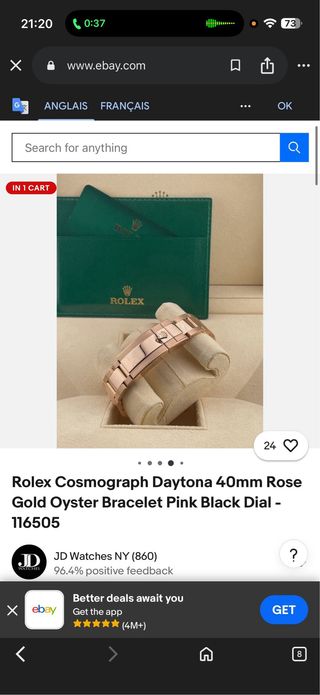 Reloj Rolex Oro Rosa Negro 40 mm 2021