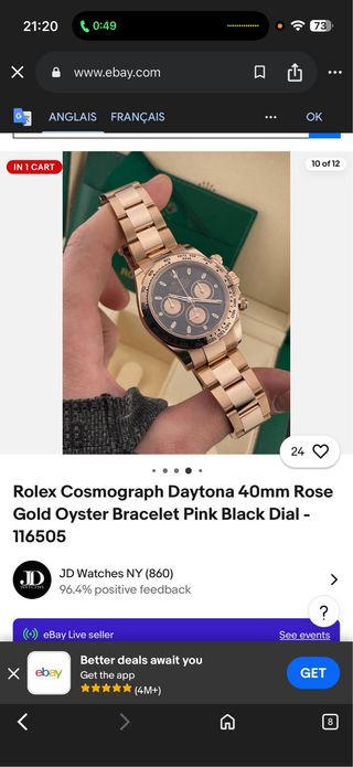 Reloj Rolex Oro Rosa Negro 40 mm 2021