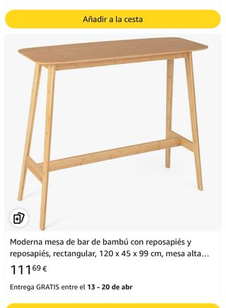 Mesa alta y 2 taburetes de madera
