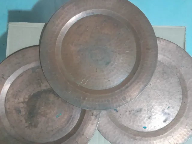 3 Platos Vintage Cobre Martillado