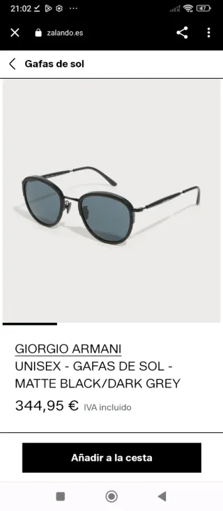 GIORGIO ARMANI UNISEX - GAFAS DE SOL - MATTE BLACK