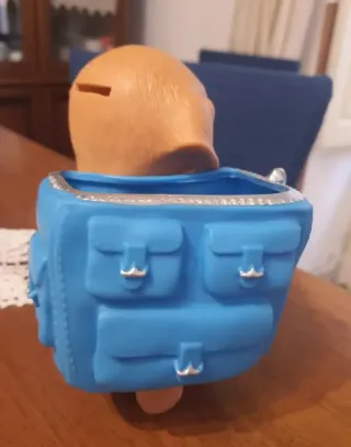 Portapenne cane salvadanaio con zainetto