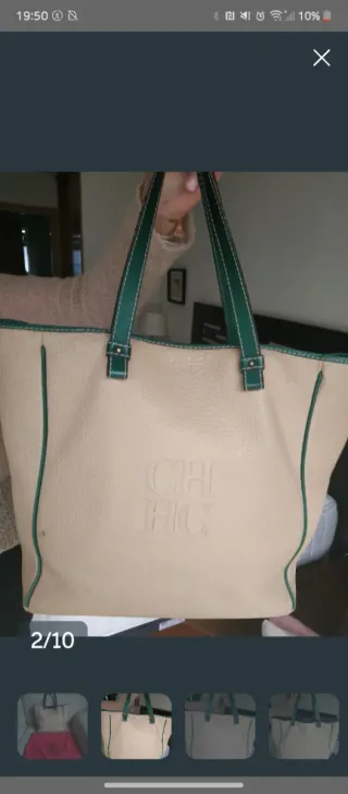 Bolso Tote CH Beige y Verde