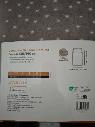 Juego de Sábanas Coralina 135cm polar