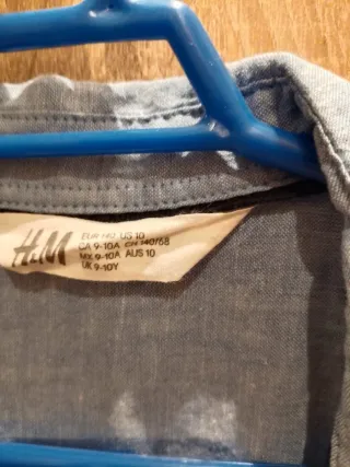 Camisa niño H&M azul talla 9-10 años