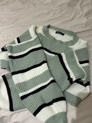 Lote 2 jerséis rayas gris y verde