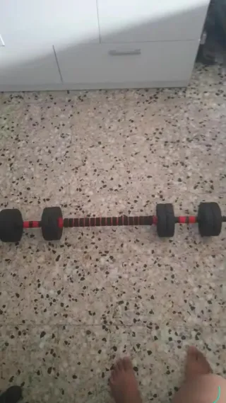 SIN USAR Set Pesas 30kg Ajustables + Barra Larga