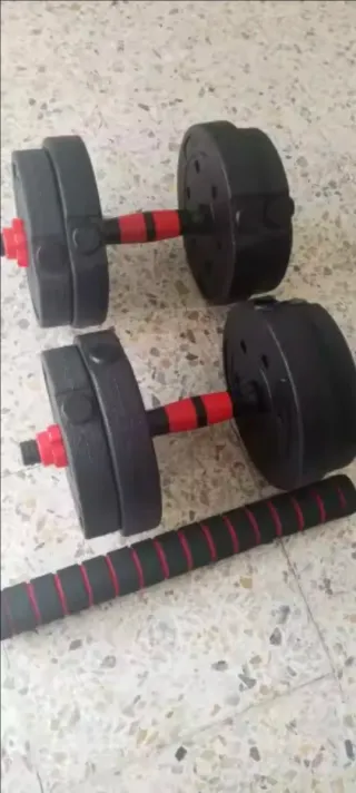 SIN USAR Set Pesas 30kg Ajustables + Barra Larga