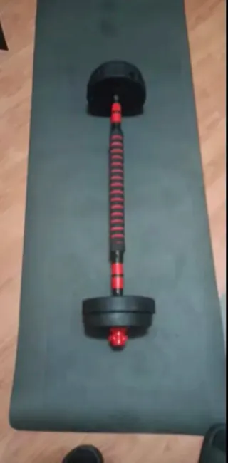 SIN USAR Set Pesas 30kg Ajustables + Barra Larga