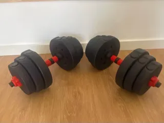 SIN USAR Set Pesas 30kg Ajustables + Barra Larga