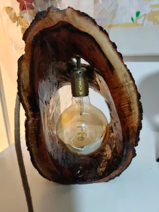 Lámpara tronco de algarrobo artesanal 40x30cm