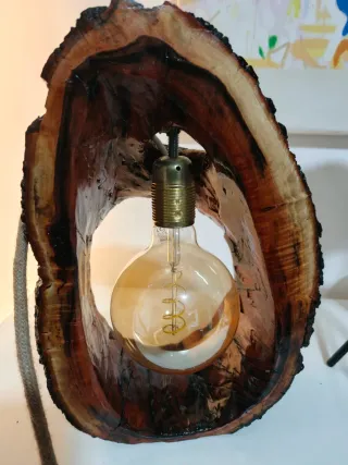 Lámpara tronco de algarrobo artesanal 40x30cm