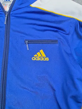 Chaqueta Adidas capucha retro azul