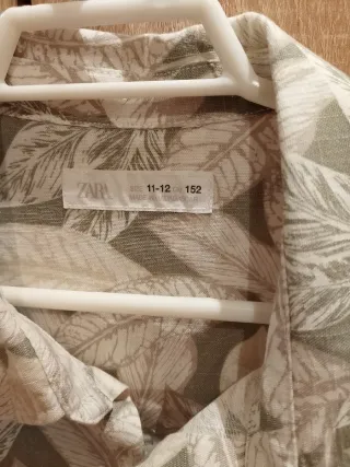 Camisa niño Zara Hojas Verde Talla 11-12 años