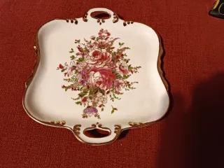 Bandeja decorativa floral dorada