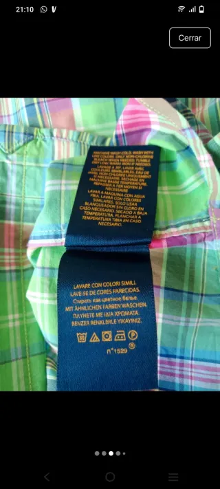 Camisa Ralph Lauren cuadros manga larga
