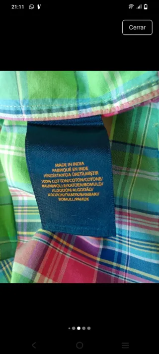 Camisa Ralph Lauren cuadros manga larga