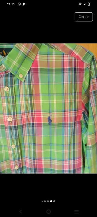 Camisa Ralph Lauren cuadros manga larga