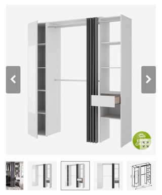 Armario 1 Puerta madera gris oscura con cortinas