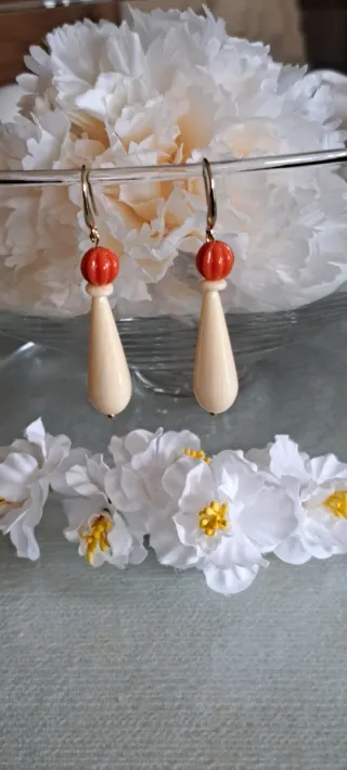 Pendientes Flamenca Beige y Naranja
