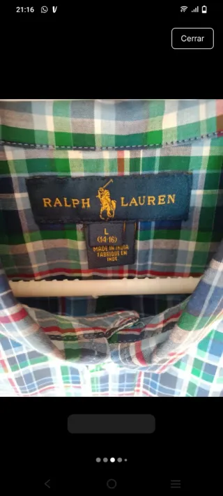 Camisa Ralph Lauren cuadros manga larga