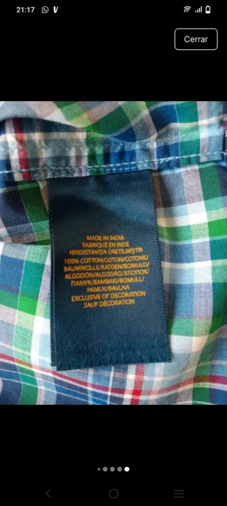 Camisa Ralph Lauren cuadros manga larga