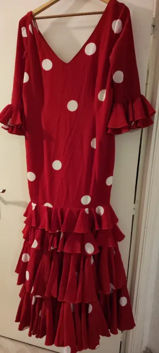 Traje Flamenca Rojo Lunares Blancos