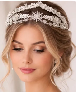 Tiara Novia Plata y Blanco