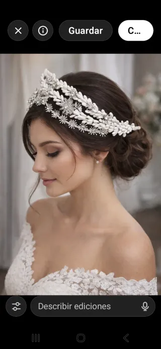 Tiara Novia Plata y Blanco