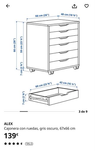 Cajonera Alex Ikea Negra.