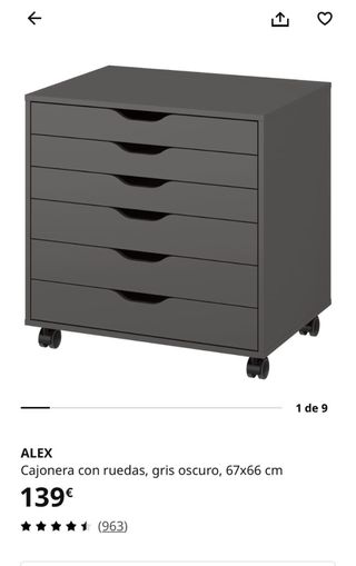 Cajonera Alex Ikea Negra.