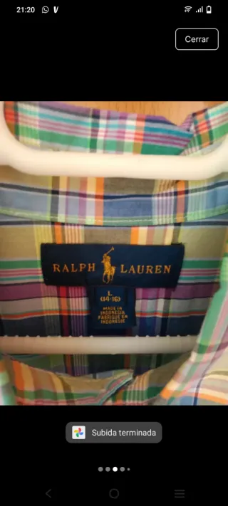 Camisa Ralph Lauren cuadros manga larga
