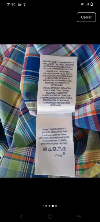 Camisa Ralph Lauren cuadros manga larga