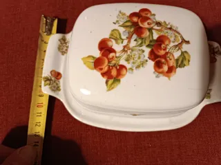 Mantequillera cerámica con cerezas