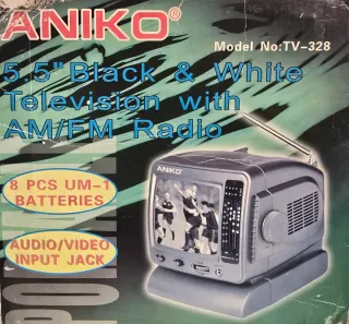TV Portátil Blanco y Negro Aniko 328 con Radio