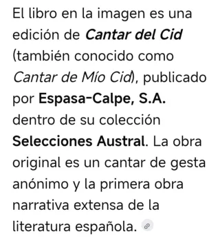 Libro: Cantar Del Cid
