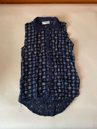 Blusa sin mangas con estampado de anclas