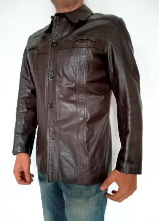 Sobrecamisa alemana vintage cuero auténtico M Medi