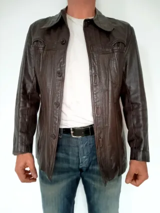 Sobrecamisa alemana vintage cuero auténtico M Medi