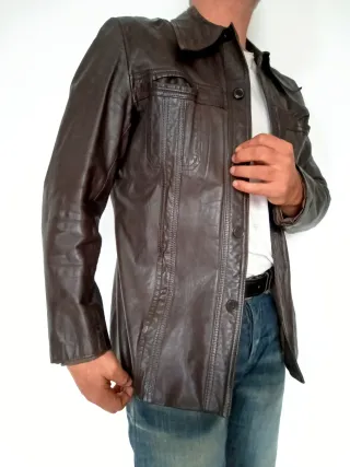 Sobrecamisa alemana vintage cuero auténtico M Medi