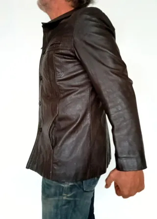 Sobrecamisa alemana vintage cuero auténtico M Medi