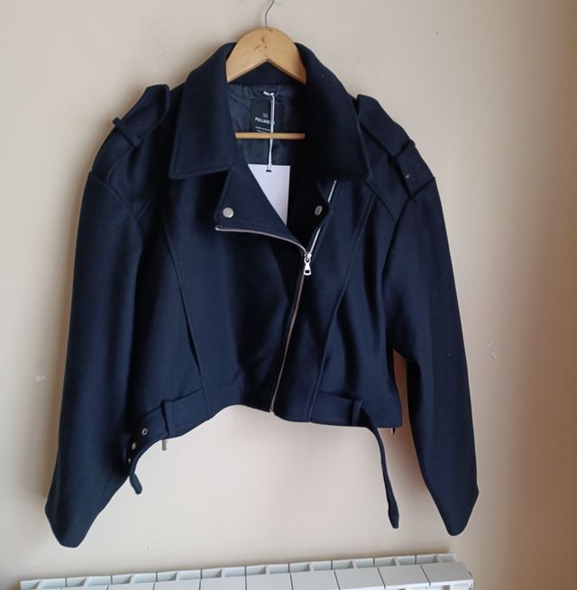 Pull&Bear Gabardina Azul Marino Talla XL