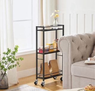 Carro Estrecho con Ruedas Negro