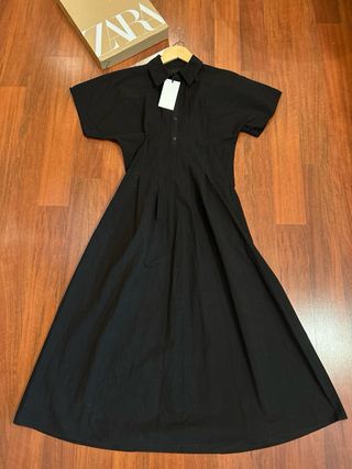 Vestido camisero negro Zara Talla S grande para M